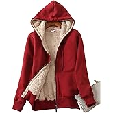 Yeokou Women's Casual Full Zip Up Sherpa Lined Hoodie Sweatshirt Jacket Coat