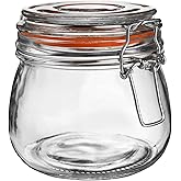Hovico 25 oz Glass Jars With Airtight Lids And Leak Proof Rubber Gasket,Wide Mouth Mason Jars With Hinged Lids For Kitchen Canisters 750ml, Glass Storage Containers