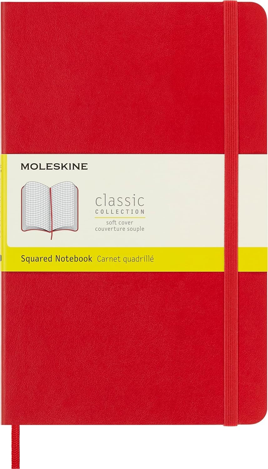 Moleskine Classic Notebook, Notebook With Squared Pages, Soft Cover and Elastic Closure, Scarlet Red, Large, 13 x 21 cm, 192 Pages — image 1