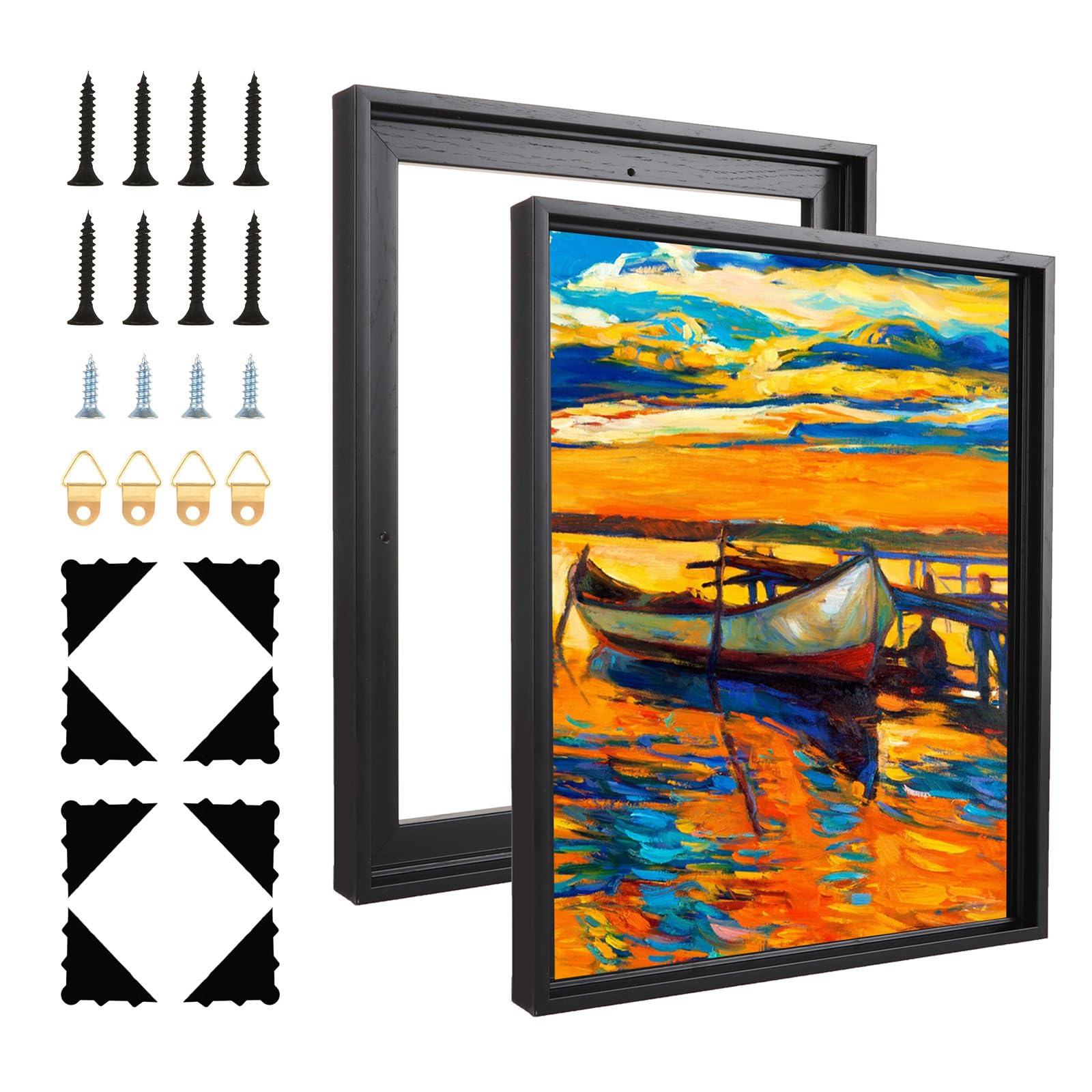 Photo 1 of LOYORTY Floater Frames for Canvas Paintings, 2 Pack 11x14 Inch 0.6-0.8“ Deep Canvas Floating Frame, Floater Frame Kit for Stretched Picture Wall Prints Artwork Canvas Oil Painting (Black)