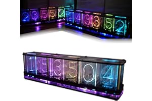 Glow Tube Clock with 6-Digital Nixie LED Display, Timing Alarm Clock, RGB Lighting Modes Personalized Night Light Bar for Hom