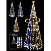 Lopanbs 9FT 444LEDS Outdoor Christmas Tree Lights, Smart Cone Tall Pop Up with Star, Timer, Waterproof, APP & Remote, Music Sync, Multicolor/WarmWhite, Outside Xmas Yard Porch Decor