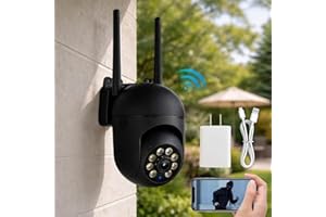 Outdoor 2.4G Wi-Fi Surveillance Camera, Black 1080P HD PTZ Cam with Color Night Vision & Two-Way Audio, Supports Cloud & TF C