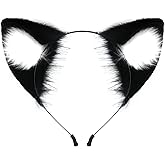 QinRuan Cat Fox Faux Fur Ears Headband Cute Halloween Fancy Dress Cosplay Handmade Animal Furry Ears Hair Hoop