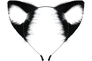 QinRuan Cat Fox Faux Fur Ears Headband Cute Halloween Fancy Dress Cosplay Handmade Animal Furry Ears Hair Hoop