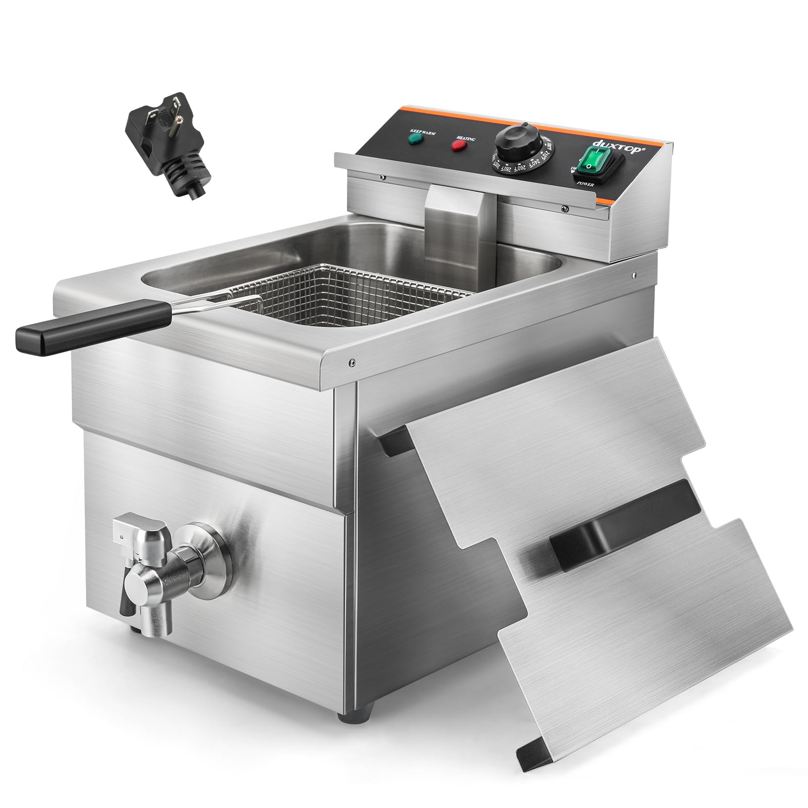 Photo 1 of Duxtop Commercial Deep Fryer with Basket, Professional Induction Deep Fryer with Drain System 8.5QT/8L, 3000 Watts, Stainless Steel Easy to Clean for Restaurant Mobile Catering Food Cooking, 208-240V