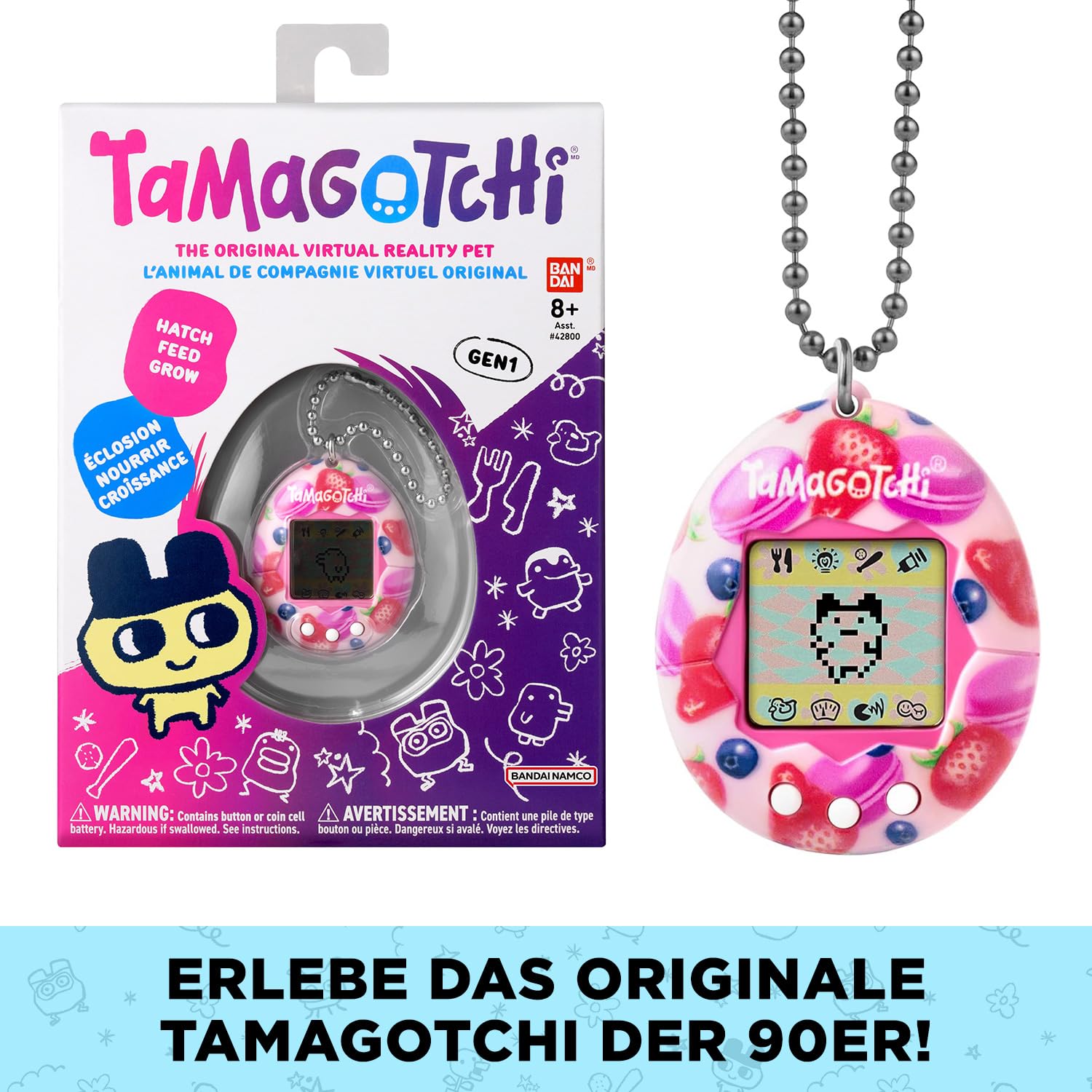 Bandai - Tamagotchi - Tamagotchi Original - Berry Delicious - Elektronisches virtuelles Tier mit Farbdisplay, 3 Tasten und Spielen - Interaktives Tier auf Deutsch - Kinderspielzeug ab 8 Jahren - 42971 2