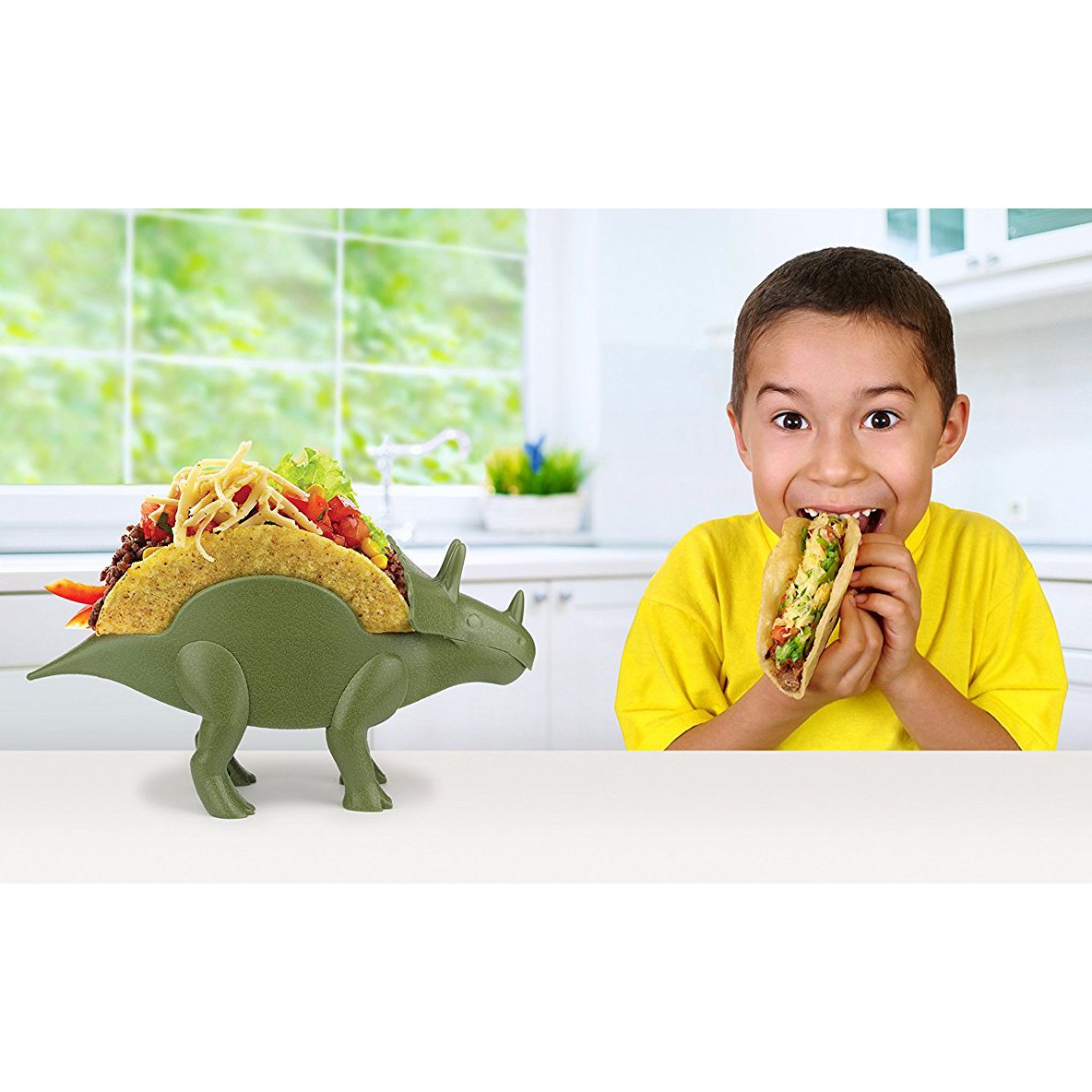 Dinosaur Novelty Taco Stand Party Plate Serveware Holds 2 Tacos