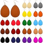 Ecally 16 Pairs Bohemian Wood Earrings Natural Wood Earrings African Jewelry Vintage Teardrop Dangle Eardrop for Women
