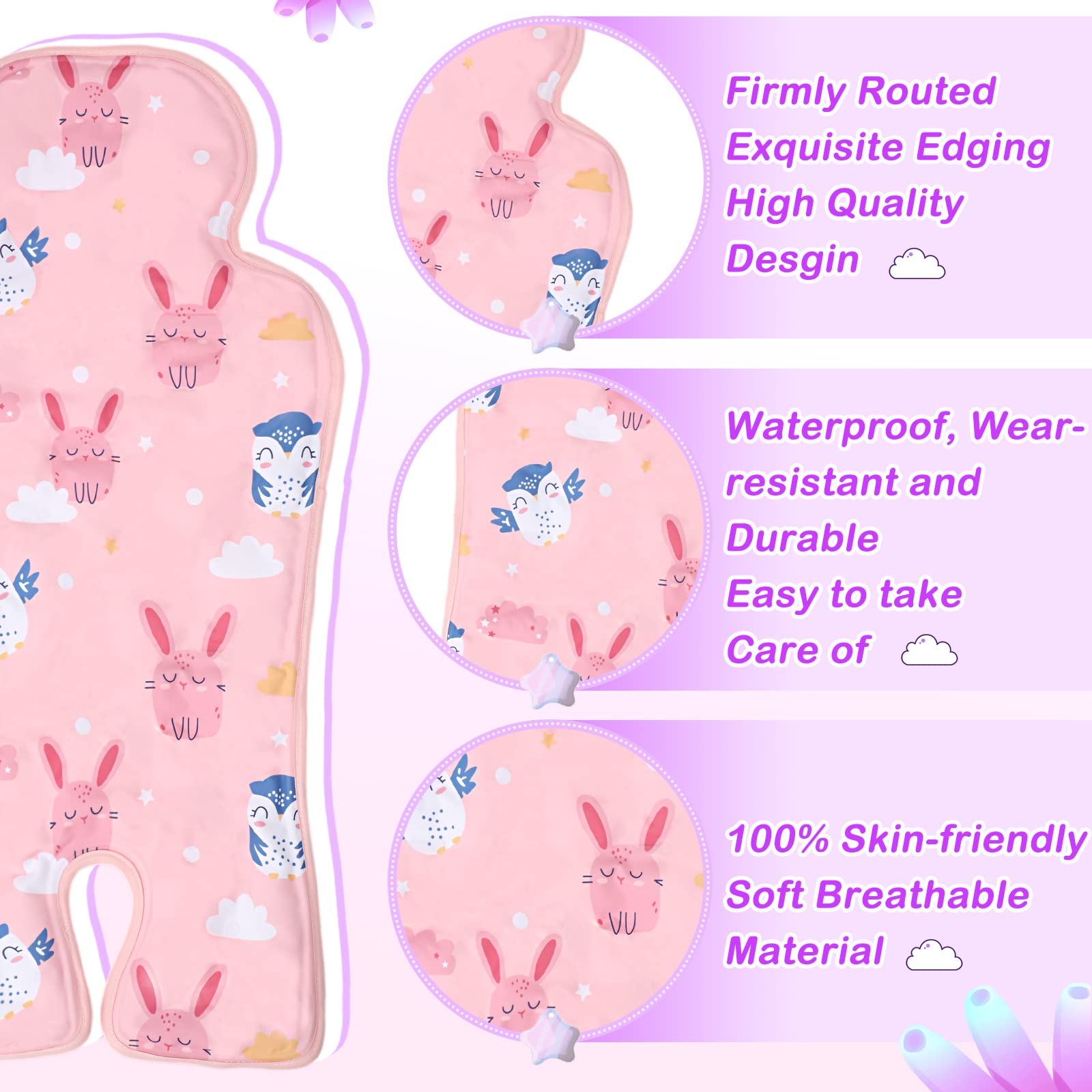 Qunclay 2 Pcs Gel Car Seat Cooler Pad for Baby Cooling Pad for Stroller Breathable Universal Car Cooler Mat Multifunctional Baby Stroller Seat Liner Cushion Chair(Rabbit, Seahorse)