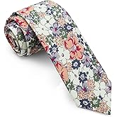 Rzmtaol Floral Ties for Men, Cotton Self-tied Mens Ties Flower Printed Men's Neckties for Wedding Graduation School Casual