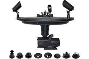 HALF OFF PONDS Floating Fountain – 3/4 HP Pond Aerator, 100' Cord – 8,000 GPH Water Pump – 11 Spray Patterns - Color-Changing LED Lights - for Ponds, Lakes & Water Gardens