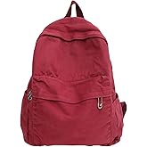 AFGWK Vintage Canvas Backpack for Women Grunge Hippie Cute Boho School Backpack Casual Y2K Aesthetic Backpack (Red)