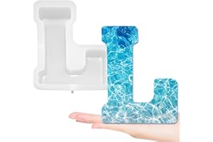 KACKAIDI 7 Inch Large Letter Molds for Resin, 3D A to Z Capital Alphabet Epoxy Casting Mold, Big L Letter Silicone Candle Mold for Resin Craft Candle Making (Alphabet L)