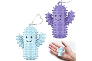 LZC LADYS GIFT 2 PCS Little Ouchies Pain Fidget, Silicone Pain Stim Fidget Toys Adults, Cute Cactus Shape Spiky Grippie Stim Keychain, Portable Pain Stim Tool for Anxiety Autism Sensory Toys Stress Relief