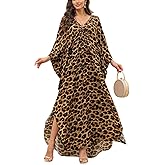 Kaftan Maxi Dress for Women V-Neck Plus Size Boho Beach Cover Up for Resort and Loungewear