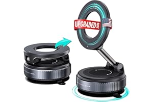 CARMOUNT Clutch-X One – Upgraded Vacuum Phone Mount Suction Cup Car Phone Holder for iPhone, Window Phone Mount, 360° Vacuum Magnetic Phone Holder for Car, Magnetic Phone Holder with Suction Cup