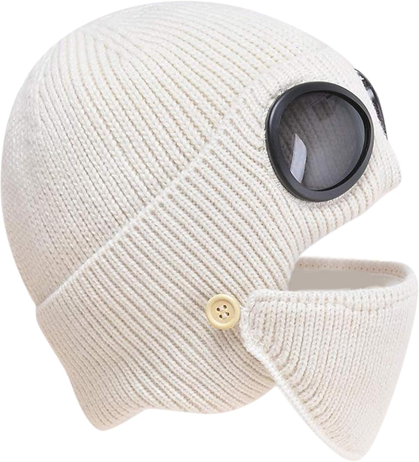 chiwanji Unisex Wool Knitted Goggles Beanie with Face Protection Set