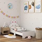 ZONEKIZ Rabbit-Themed Toddler Bed Frame for Kids 3-6 Years - White view 1