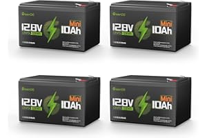 GREENOE 12V 10Ah LiFePO4 Battery, Up to 3000 Deep Cycles Rechargeable Lithium Battery for Solar/Wind Power,Lighting, Power Wheels, Fish Finder and More, Built-in 10A BMS (12V10AH-4Pcs)