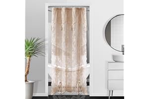 Warm Home Designs Golden Linen Stall Shower Curtain 36 x 72 Inches with Attached Valance & 4 Tassels. Luxury Lace Small Shower Curtain for The Bathroom or RV Shower Curtain. LA Linen 36"