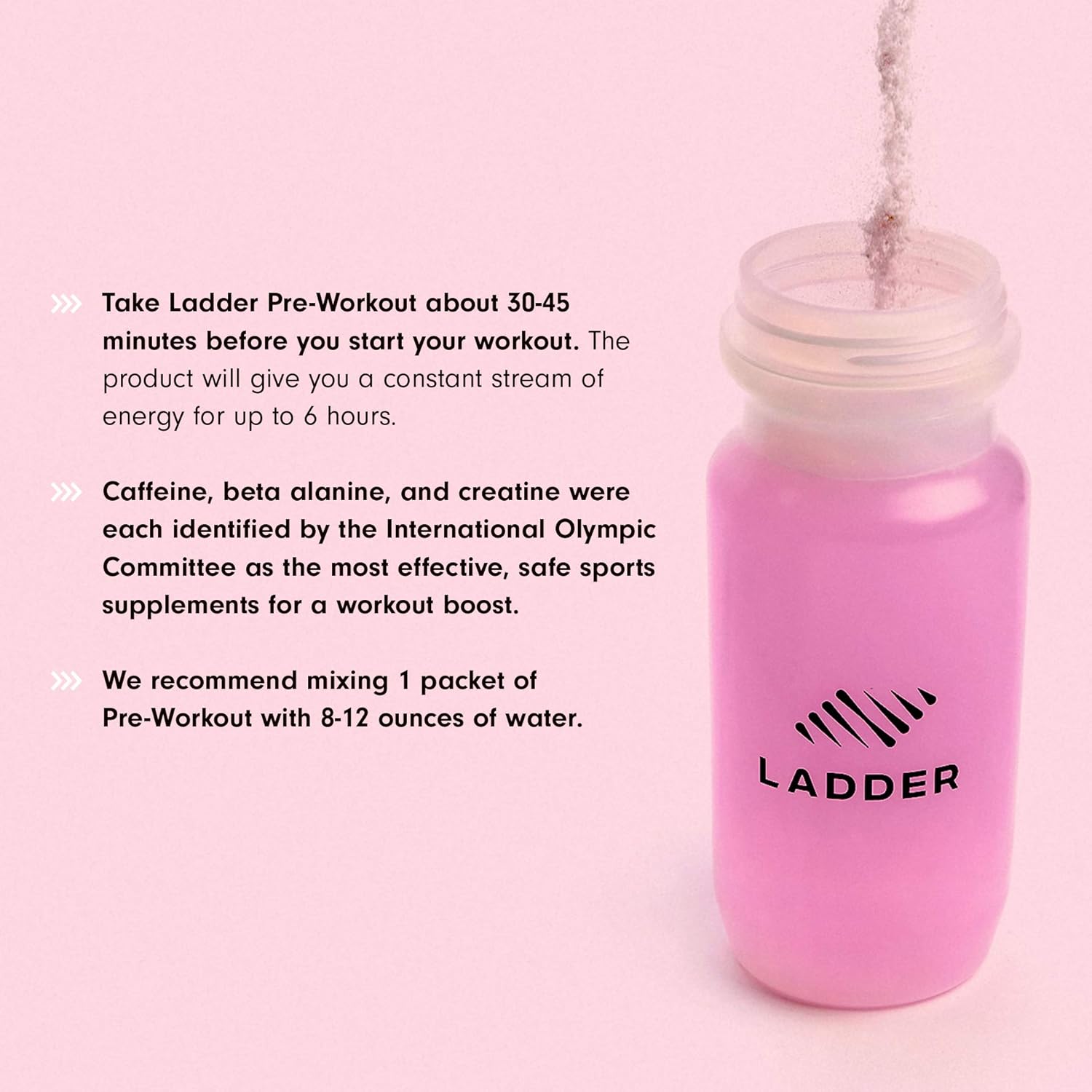 LADDER Sport Pre-Workout Strawberry Lemonade - 100mg Natural Caffeine, Beta-Alanine, Citicoline, Creatine, Theanine, No Artificial Sweeteners, 15 On-The-Go Packets, NSF Certified for Sport: Health & Personal Care