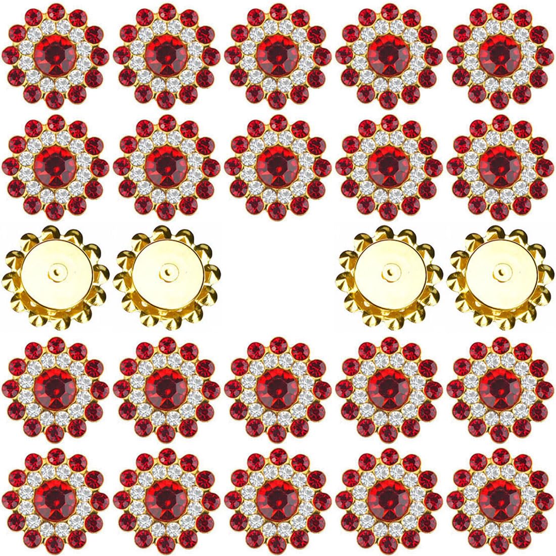 Photo 1 of TKDUJH 100pcs 14mm Gold Claw Sew on Rhinestones, Crystal Gems Jewels for Crafts, Glass Gemstones Rhinestones Bedazzling for Crafting, DIY Sewing Clothes Headband Dresses Hat Accessories (Red)