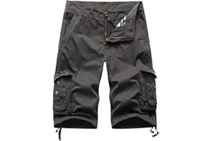 DGWZ Mens Cargo Shorts Multi Pockets Twill Cotton Relaxed Fit Outdoor Camo Cargo Short for Men
