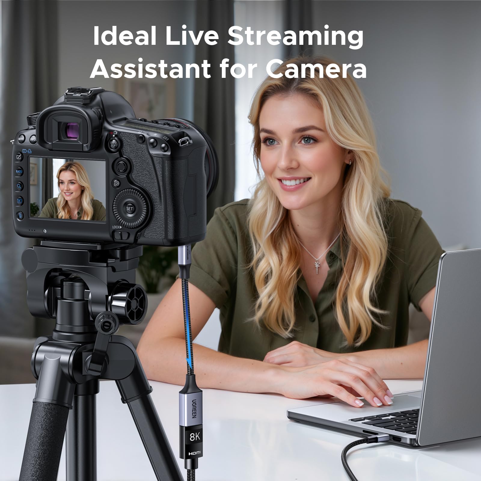 UGREEN 8K Micro HDMI auf HDMI 2.1 Adapter 8K@60Hz 4K/2K/1080P@240Hz Bidirektionale Kabel eARC/ARC HDR VRR ALLM Atmos HDCP 48Gbps Kompatibel mit Raspberry Pi 5 Kamera Laptop Xbox Series X PS5 (25cm) 2