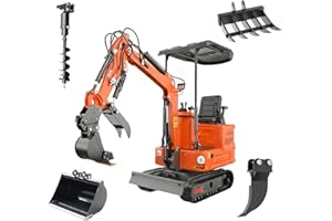 DIGMASTER 2650lb Mini Excavator with 13.5HP Gas Engine, Hydraulic Thumb, Quick Connect Attachments, Compact Design for Garden, Yard Landscaping, Farm, and Small Construction Projects (DM150pro+4attachments)