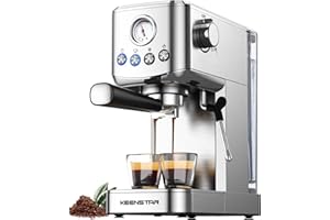 KEENSTAR Espresso Machine 20 Bar, Cold Brew Espresso Maker with Milk Frother Steam Wand, Compact Stainless Steel Semi Automatic Espresso Coffee Machine for Cappuccino & Latte & Americano Maker