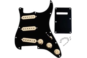 LAMSAM Prewired Pickguard Loaded Modern Tone Triple Single Coil Pickups for Electric Guitars with 11 Mounting Holes, 3-Ply Pick Guards Wired SSS Pick Ups Wiring Harness, Cream/black