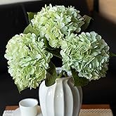DUYONE 3PCS 22 inch Lifelike Artificial Hydrangea Large Real Touch Flowers Artificial Flowers Dry Flowers Outdoor Wedding Christmas Office Family Party Living Room Table Decoration (Light Green)