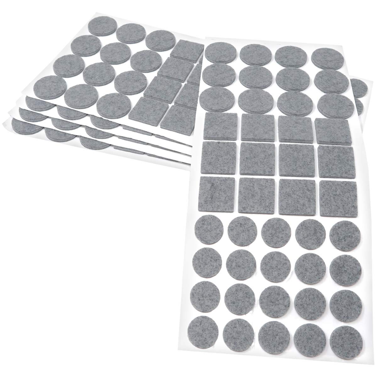 Adsamm® / 220 x self-adhesive felt pads/Grey/ø 0.79'' (20 mm) / ø 1.1'' (28 mm) / 0.98x0.98'' (25x25 mm) / round, square / 0.138'' / 3.5 mm thick stick-on furniture felt glides