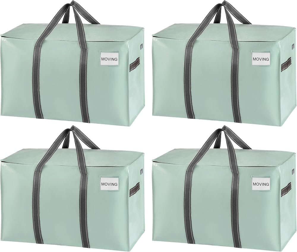 Venо 4 Pack Moving Bags and Large Storage Bins with Lids Green