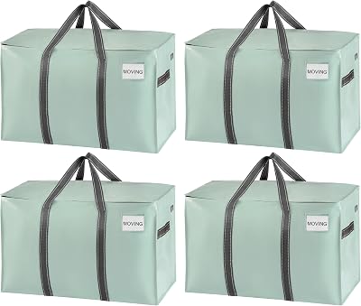 Venо 4 Pack Moving Bags and Large Storage Bins with Lids Green