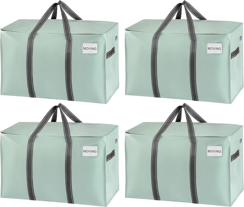 Venо 4 Pack Moving Bags and Large Storage Bins with Lids Green