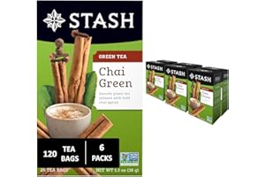 Stash Tea Chai Green Tea - Caffeinated, Non-GMO Project Verified Premium Tea with No Artificial Ingredients, 20 Count (Pack of 6) - 120 Bags Total