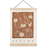Yomisex Retro Minimalist Pumpkins Autumn Wall Art Poster, Vintage Rustic Farmhouse Fall Pumpkin Canvas Prints Wall Art Framed for Home Bedroom Living Room Decor, 12x16 Inch