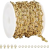 SMYHTGLIF 6.5 Feet Stainless Steel Jewelry Making Chain Bulk Gold Handmade Twisted Chain for Jewelry Making
