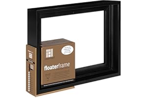 Ampersand Art Supply Floaterframe Readymade Frame for Flat and 7/8" Deep Wood Panel and Canvas Artwork, Paintings, Prints, and More, 9"x12", Black Bold