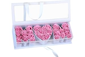 Thiccywoov Mother's Day Flower Box with 30 Scented Flowers Mom Letter Shaped Fillable Mom Floral Gift Packaging for Arrangement for Mother's Day, Birthday Gift(White Box, Pink Flower)