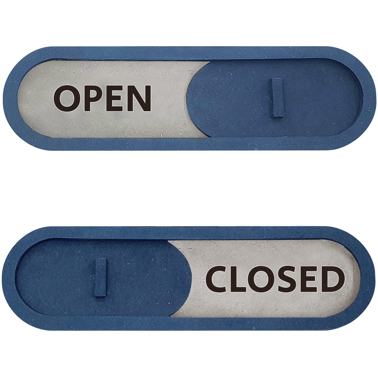 Open Closed Sliding Sign (Blue) - Privacy Slide Door Indicator with Clear Bold Text - Open Closed Sign for Business Storefront Window, Office, Store, Private Studio and Clinics