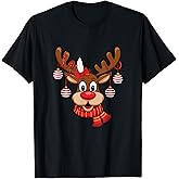 Cute Reindeer Christmas Red Nose Rudolph Xmas Kids Adult T-Shirt
