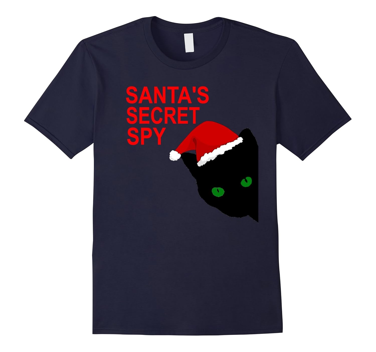 Santa's Secret Spy Christmas Holiday Cat Funny T-Shirt Tee-ANZ