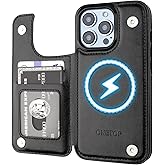 ONETOP Compatible with Magsafe for iPhone 13 Pro Wallet Case with Card Holder, PU Leather Kickstand RFID Blocking Case, Double Magnetic Clasp and Durable Shockproof Cover 6.1 Inch (Black)