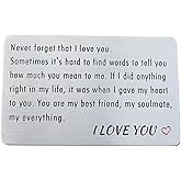 Engraved Wallet Card Insert, Stainless Steel Anniversary Wallet Cards Gifts from Wife for Husband Men Boyfriend