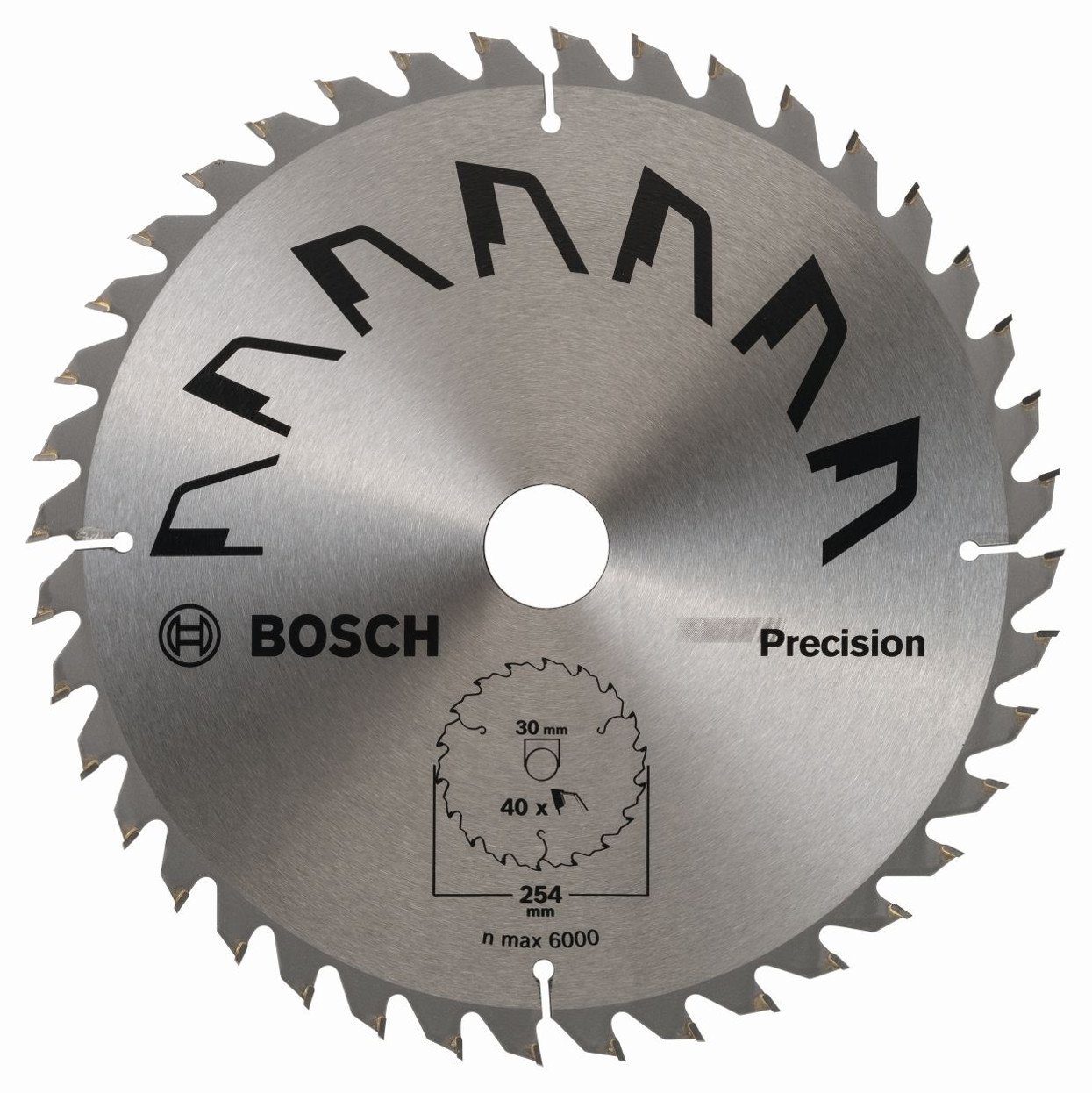 Bosch 1x Circular Saw Blade Precison (for Wood, Ø 254 x 2.5/1.8 x 30 mm, 40 Teeth, ATB, Accessories for Circular Saws)