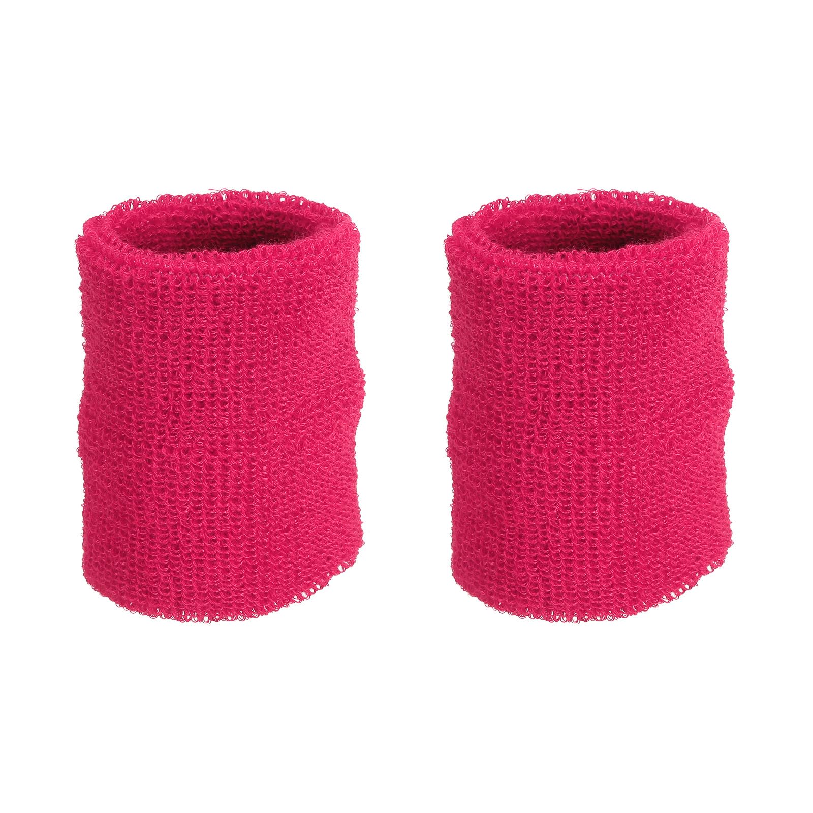 PATIKIL Sports Wristbands 8x10cm, 2 Pack Athletic Cotton Terry Cloth Absorbent Wrist Sweatband for Tennis Basketball Working Out Running, Dark Pink