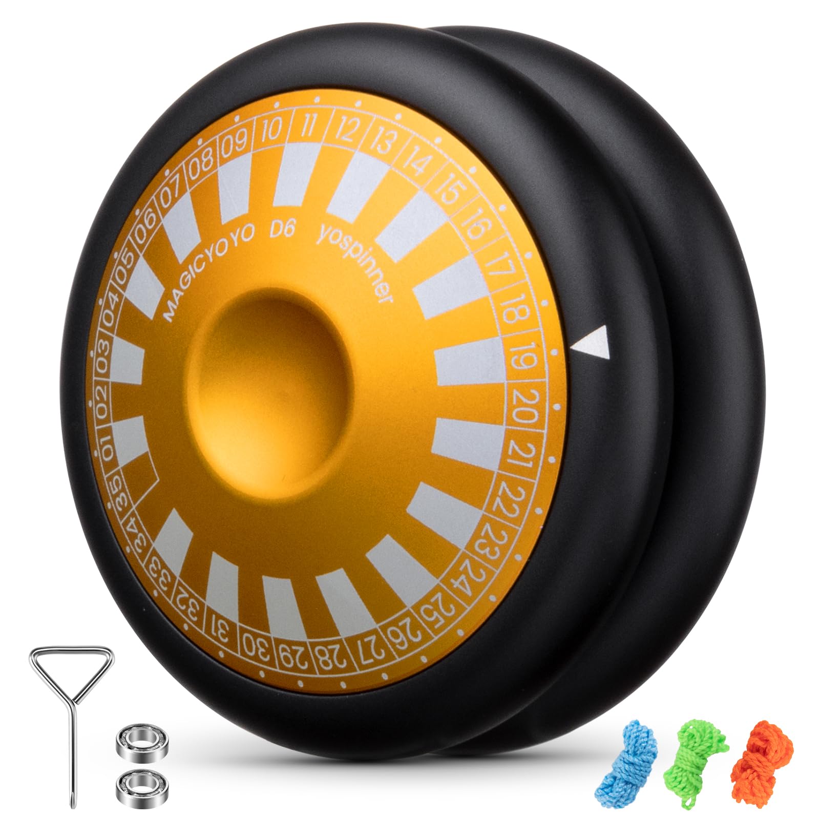 Photo 1 of MAGICYOYO D6 Multifunctional Yoyo for Kids 8-12, Responsive Yoyo with Fingerspin Function, Metal Looping Yo-yo with Multiple Play Ways, Kids & Adults Friendly Gift Toy (Black with Golden Cap)